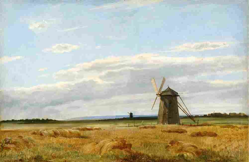 shishkin windmill in the field Art A4 Photo Print