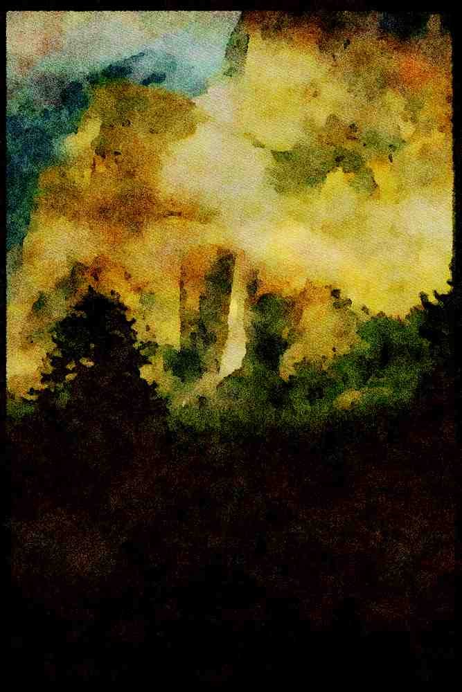 sierra Nevada Mountains 397036 Bridal Veil Falls, Yosemite A4 Limited Edition Watercolour Print