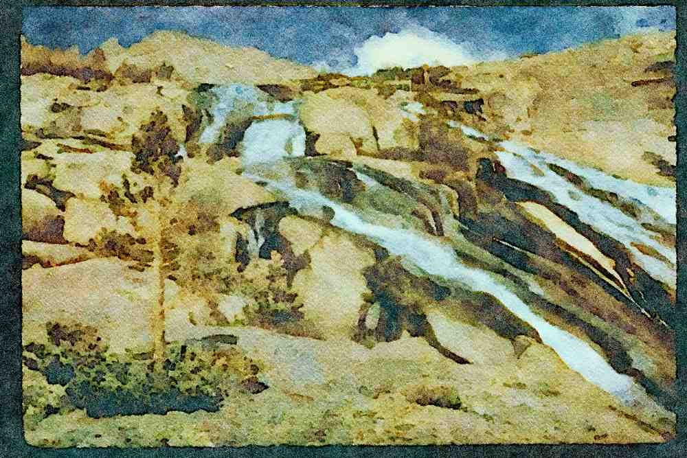 sierra Nevada Mountains 397037 Evolution Falls A4 Limited Edition Watercolour Print
