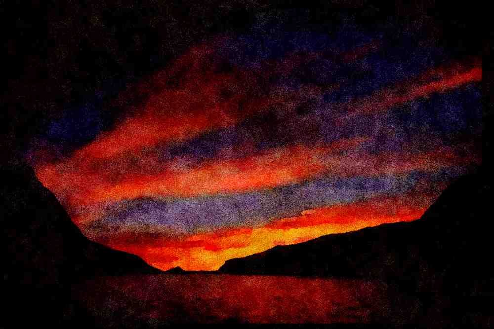 sierra Nevada Mountains 397038 Sunset Over Lower Darwin Lake A4 Limited Edition Watercolour Print