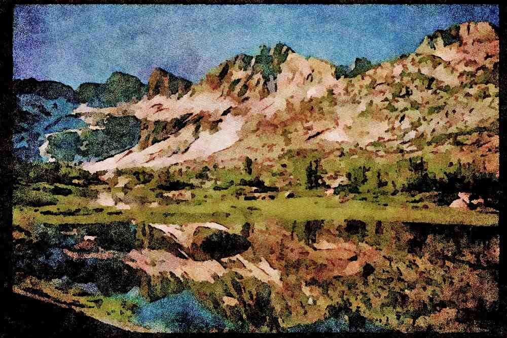 sierra Nevada Mountains 397047 Reflections, Dusy Basin A4 Limited Edition Watercolour Print