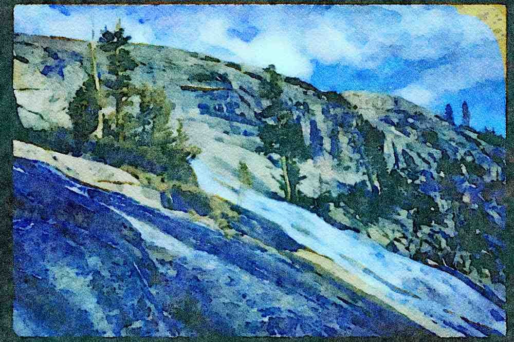 sierra Nevada Mountains 397054 Evolution Falls A4 Limited Edition Watercolour Print