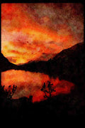 sierra Nevada Mountains 397076 Sunset, Kearsarge Lake A4 Limited Edition Watercolour Print