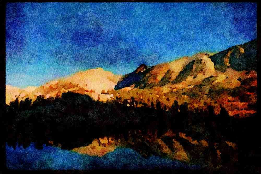 sierra Nevada Mountains 397079 Reflections, Kearsarge Lake A4 Limited Edition Watercolour Print