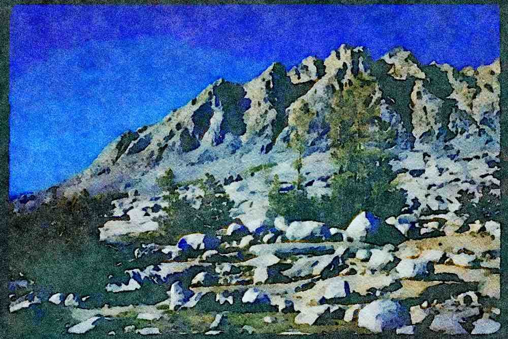 sierra Nevada Mountains 397086 Mt. Mendel From Evolution Lake A4 Limited Edition Watercolour Print