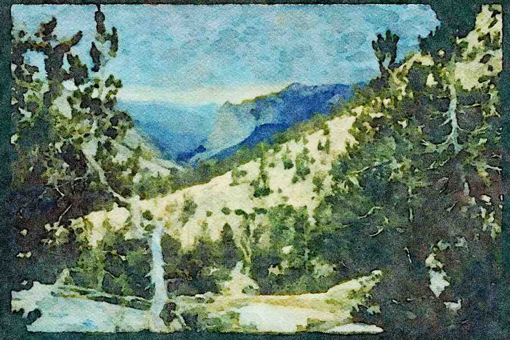 sierra Nevada Mountains 397089 View Towards Enchanted Gorge A4 Limited Edition Watercolour Print