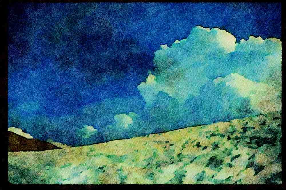sierra Nevada Mountains 397094 Summer Cloud And Snowfield, Alpine Col A4 Limited Edition Watercolour Print