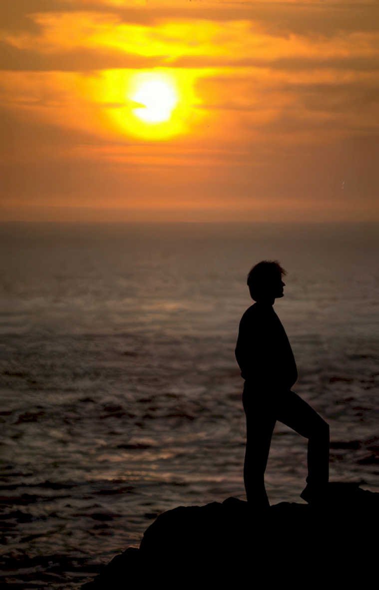 silhouette coastline sunset Vintage A4 Photo Print