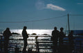 silhouette fishing scene Vintage A4 Photo Print