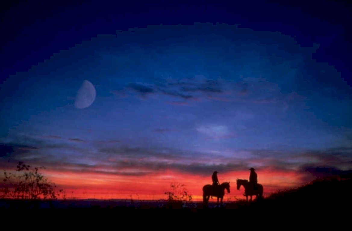 silhouette riders night 1980s 1990s A4 Photo Print