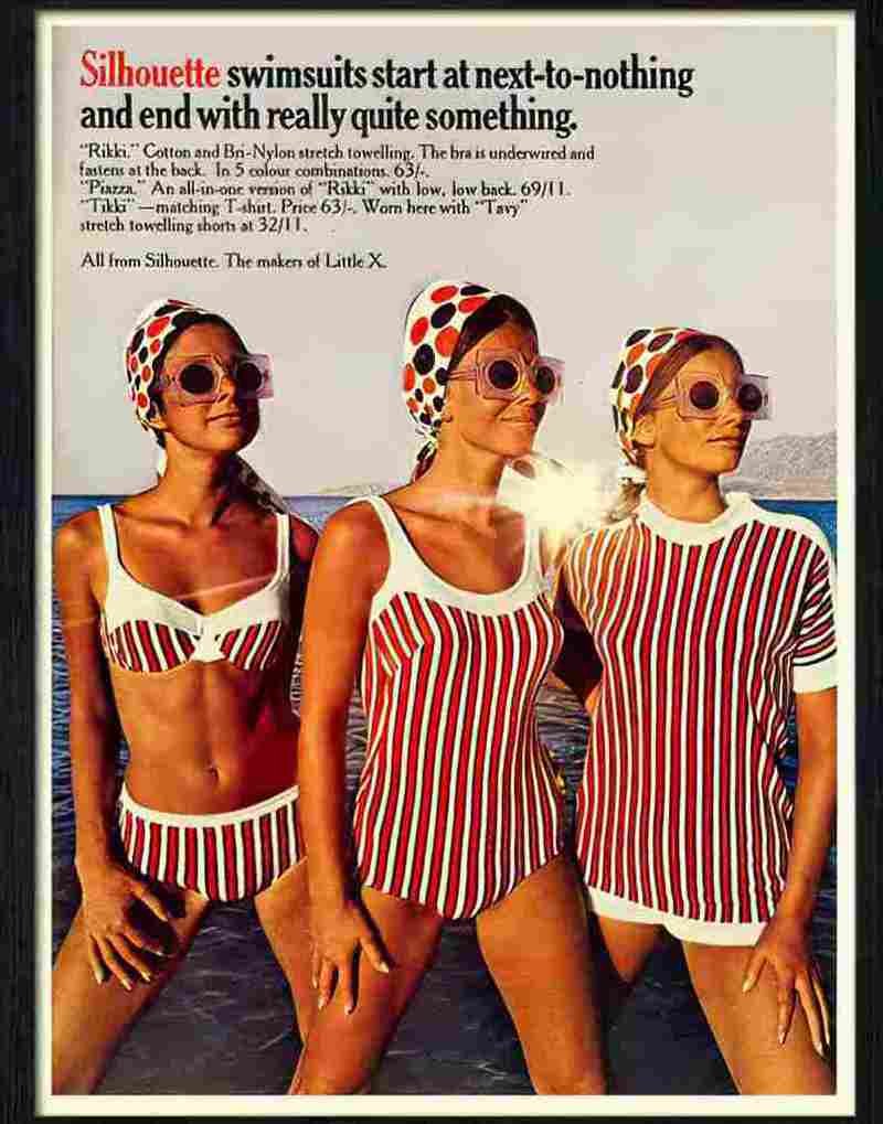 silhouette swimwear 1960s Advert A4 Photo Print