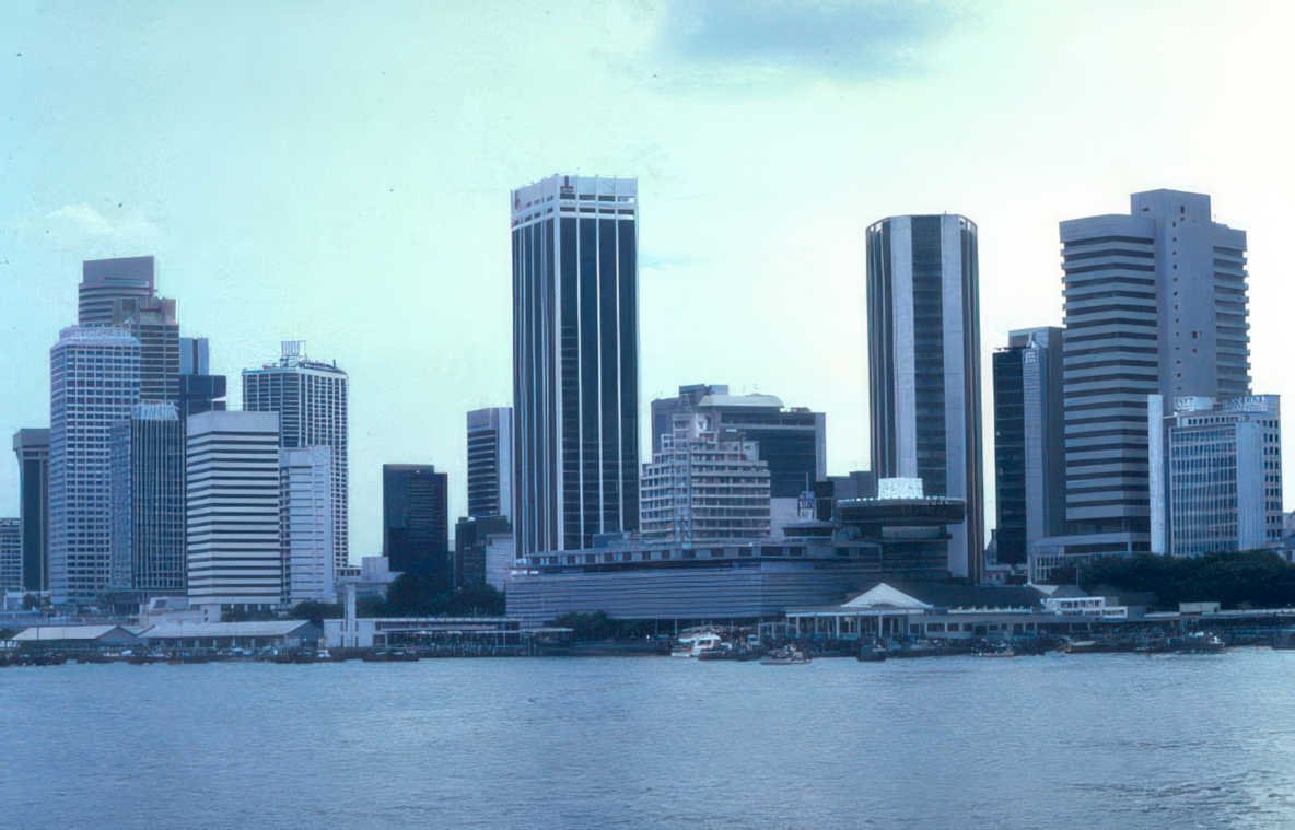 singapore skyline boats Vintage A4 Photo Print