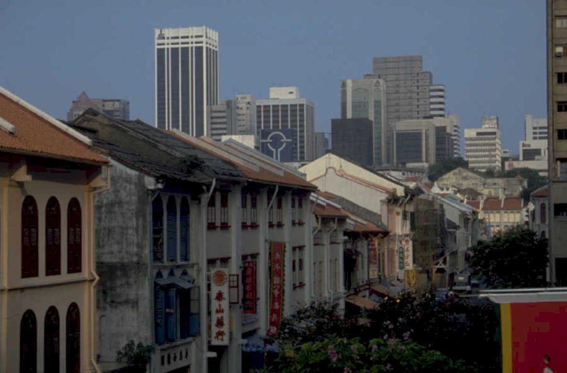 singapore skyline shophouses 1980s 1990s A4 Photo Print