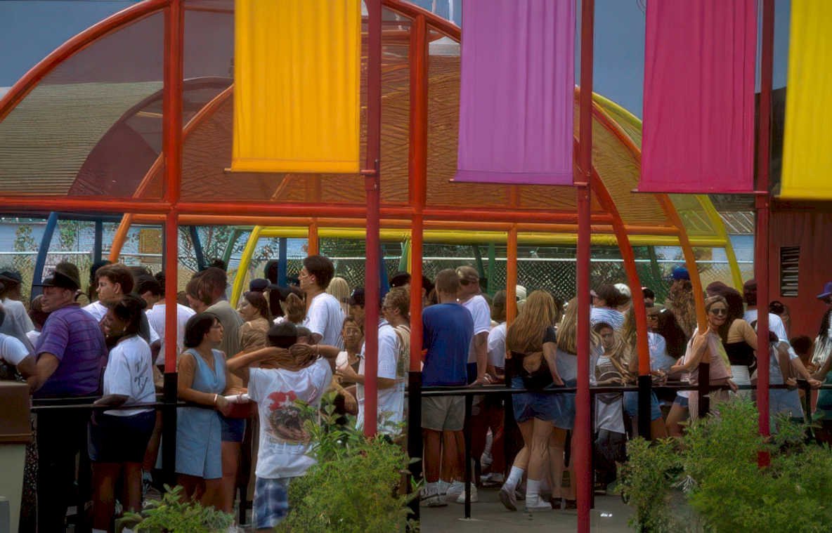six flags crowd Vintage A4 Photo Print