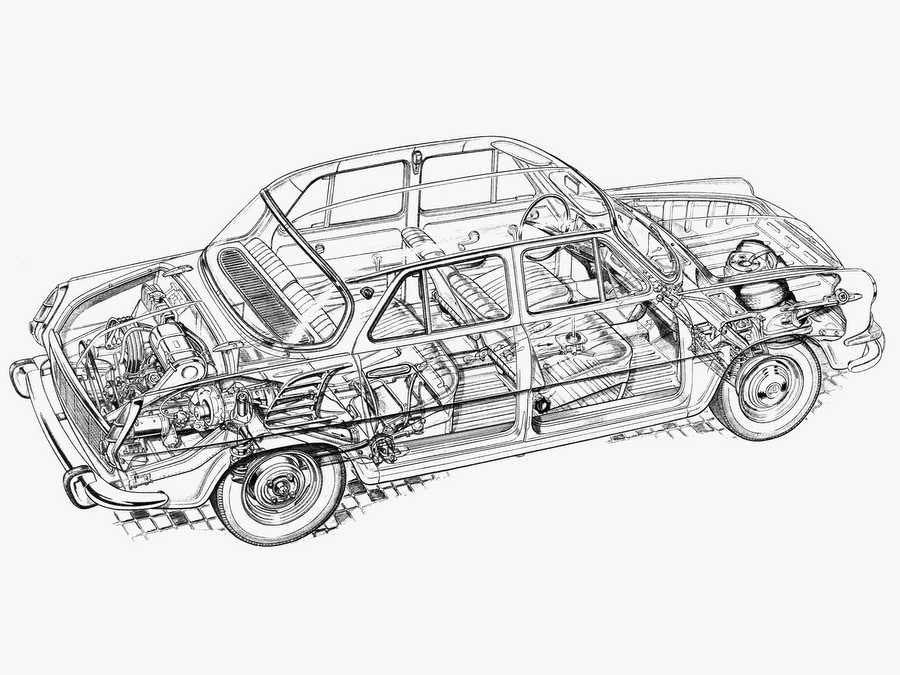skoda 1000 mb cutaway A4 Photo Print
