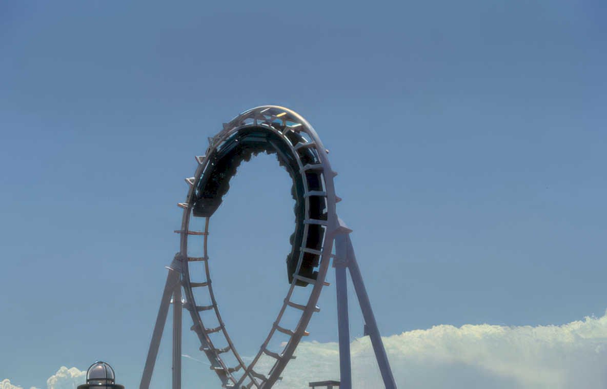 sky scooter rollercoaster Vintage A4 Photo Print