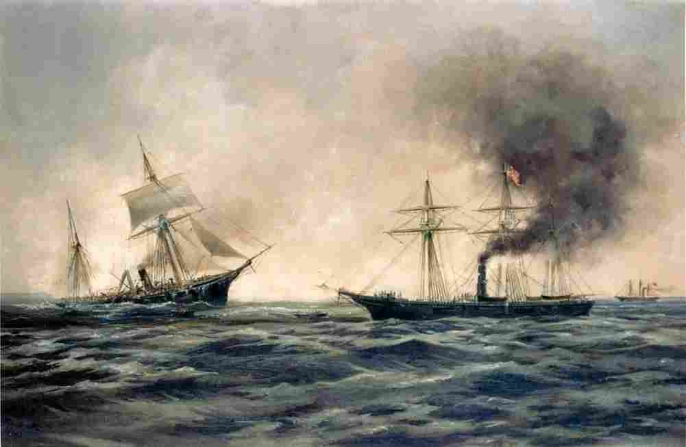 smi Sinking of the Confederate Ship CSS Alabama Art A4 Photo Print