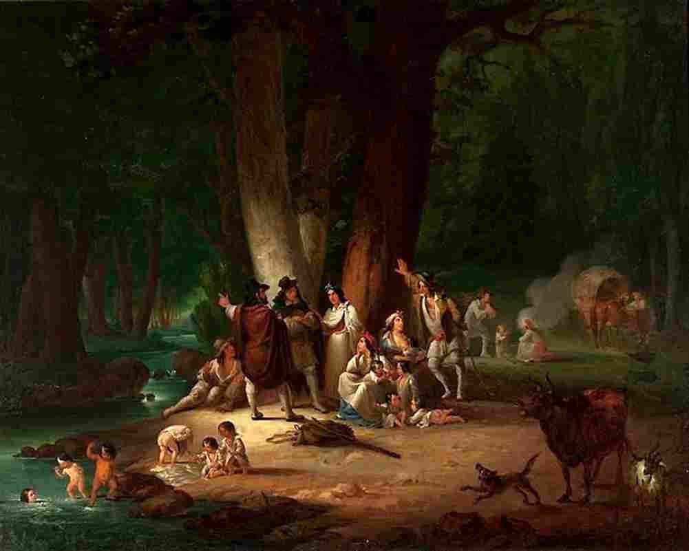 smokowski gypsy encampment upon a creek Art A4 Photo Print