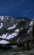 snow hillside lake 1980s 1990s A4 Photo Print