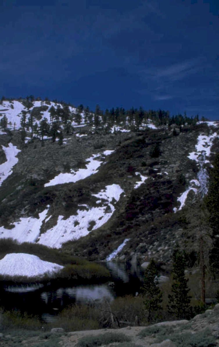 snow hillside lake 1980s 1990s A4 Photo Print