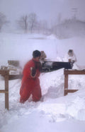snowplow winter scene Vintage A4 Photo Print