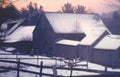 snowy barn vermont Vintage A4 Photo Print