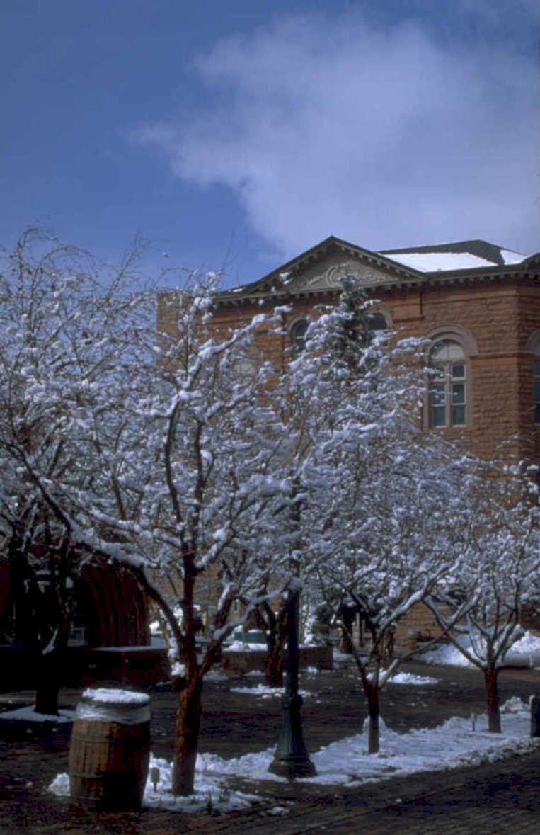 snowy campus building 1980s 1990s A4 Photo Print
