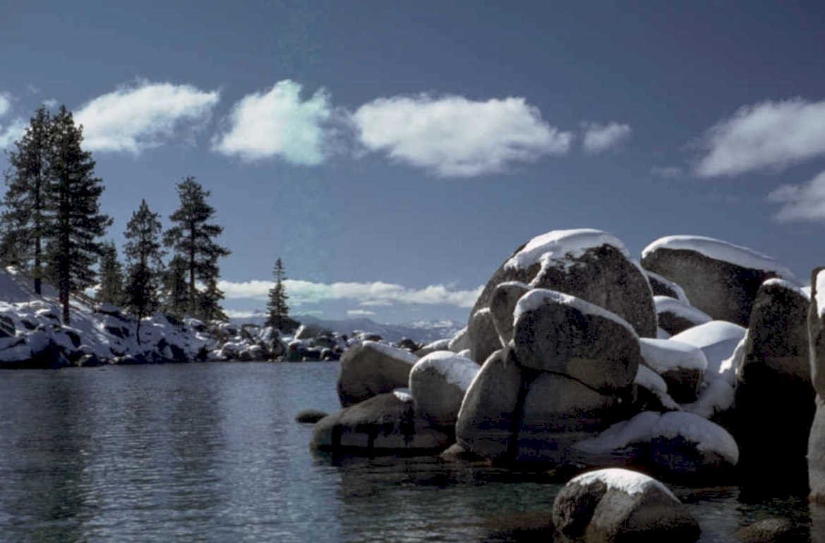 snowy lake mountains 1980s 1990s A4 Photo Print
