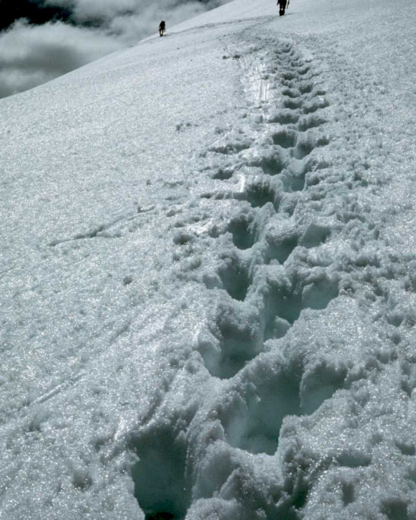 snowy mountain footprints1980s 1990s A4 Photo Print