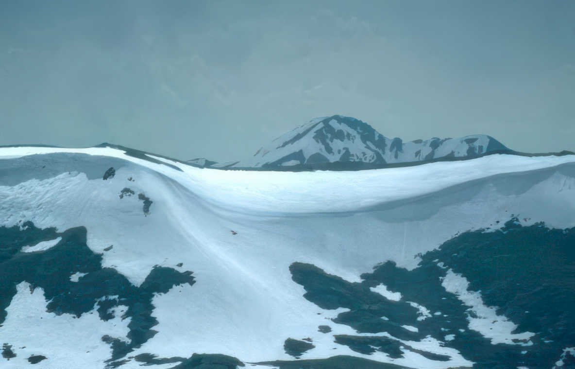 snowy mountain glacier Vintage A4 Photo Print
