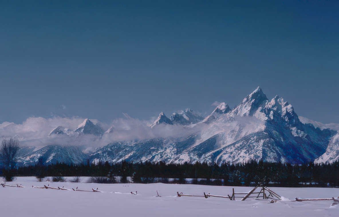 snowy mountain landscape 2 Vintage A4 Photo Print
