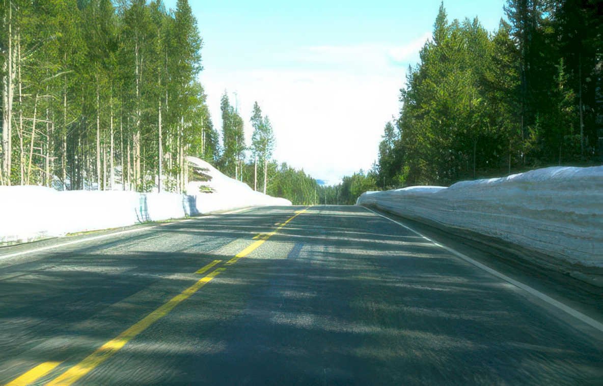 snowy mountain road Vintage A4 Photo Print