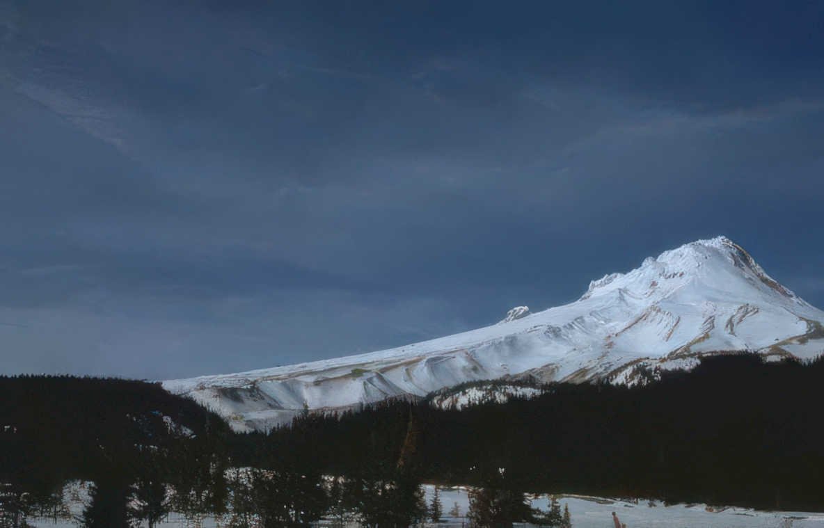 snowy mountain shasta Vintage A4 Photo Print