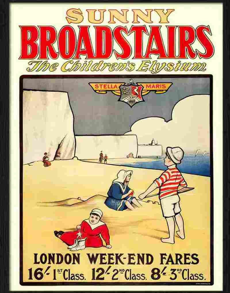 south eastern railway sunny broadstairs william lasham railway poster 1909 Advert A4 Photo Print