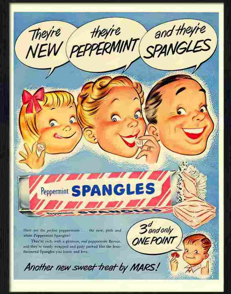 spangles peppermint sweet advert 1950s Advert A4 Photo Print