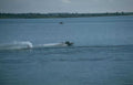 speedboat blue lake Vintage A4 Photo Print