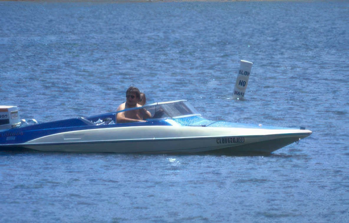 speedboat lake 1980s Vintage A4 Photo Print