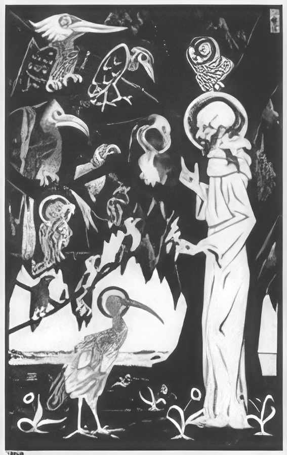 st francis preaching to the birds mc escher 1922 A4 Photo Print