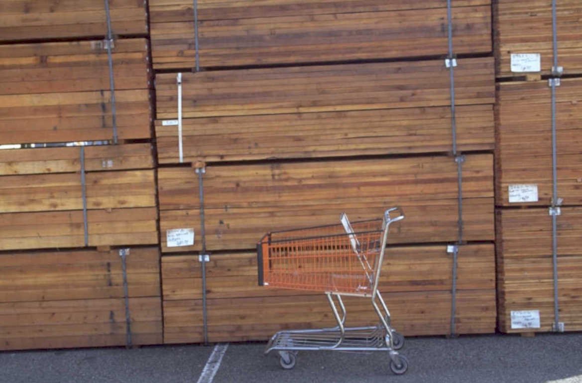 stacked boards cart 1980s 1990s A4 Photo Print
