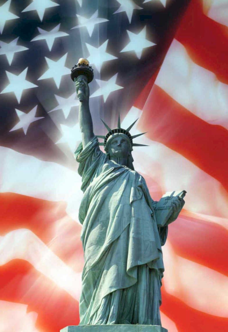 statue liberty flag 2 Flags1980s A4 Photo Print
