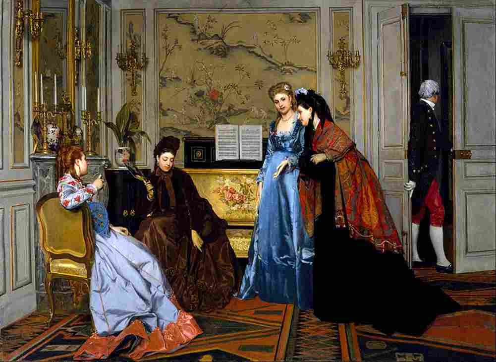 stevens alfred elegant figures in a salon Art A4 Photo Print