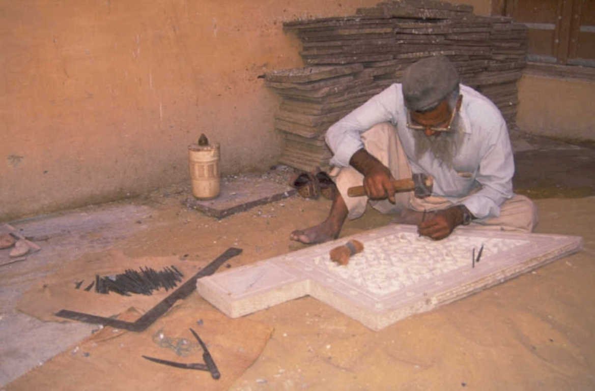stone carving workshop 1980s 1990s A4 Photo Print
