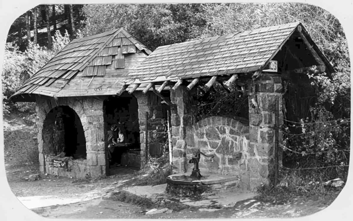 stone fountain pavilion Vintage world war A4 Photo Print