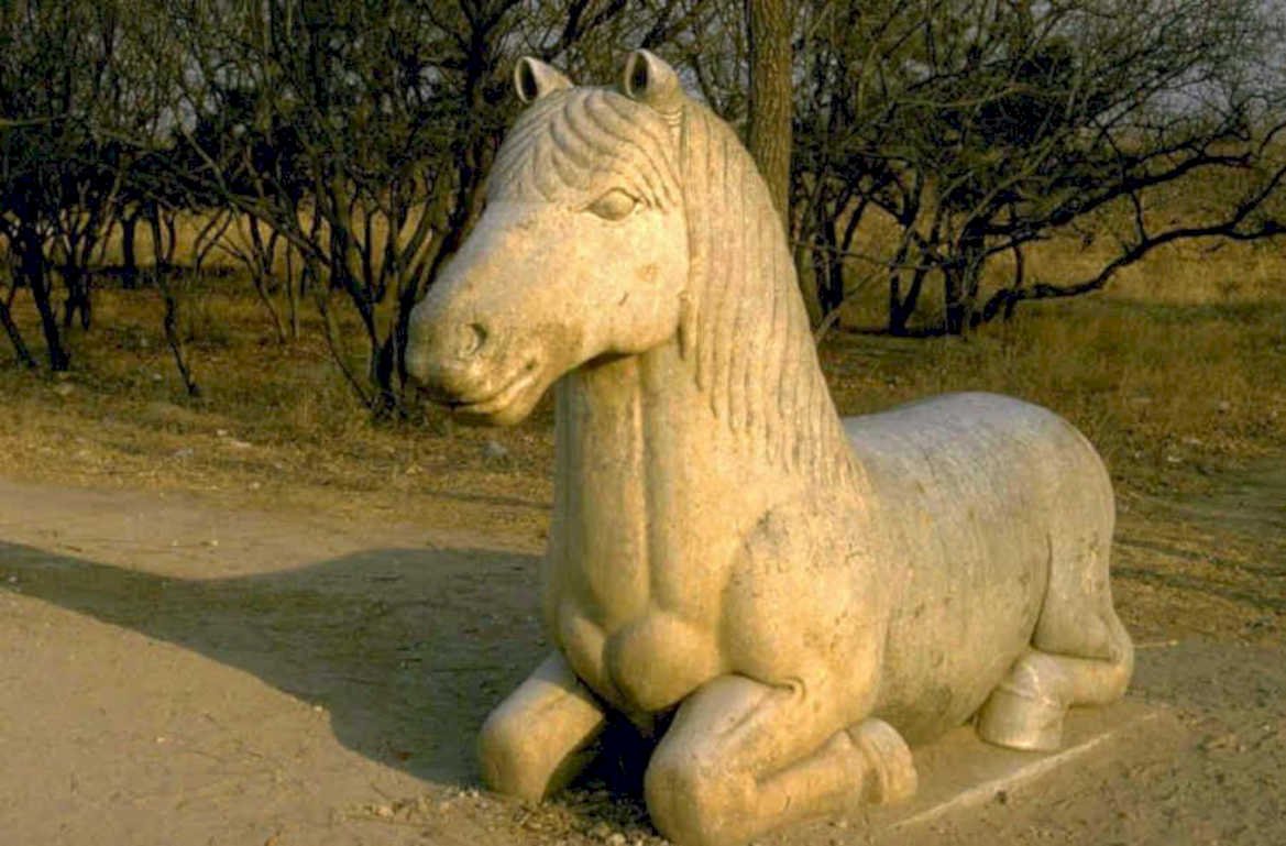 stone horse statue 1980s 1990s A4 Photo Print