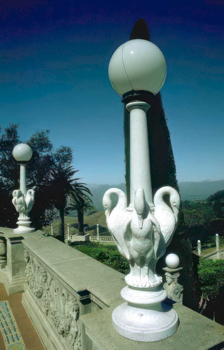 stone lamp swans Vintage A4 Photo Print