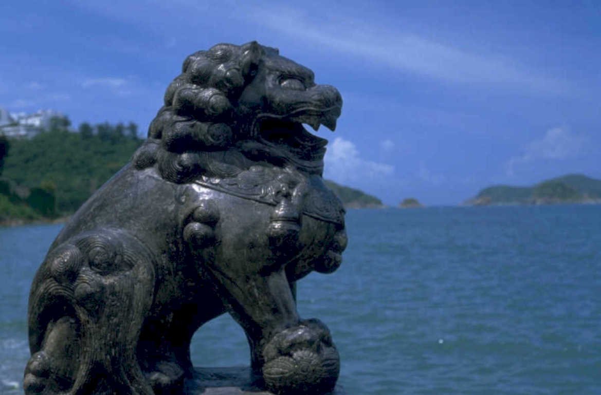 stone lion statue 1980s 1990s A4 Photo Print 43