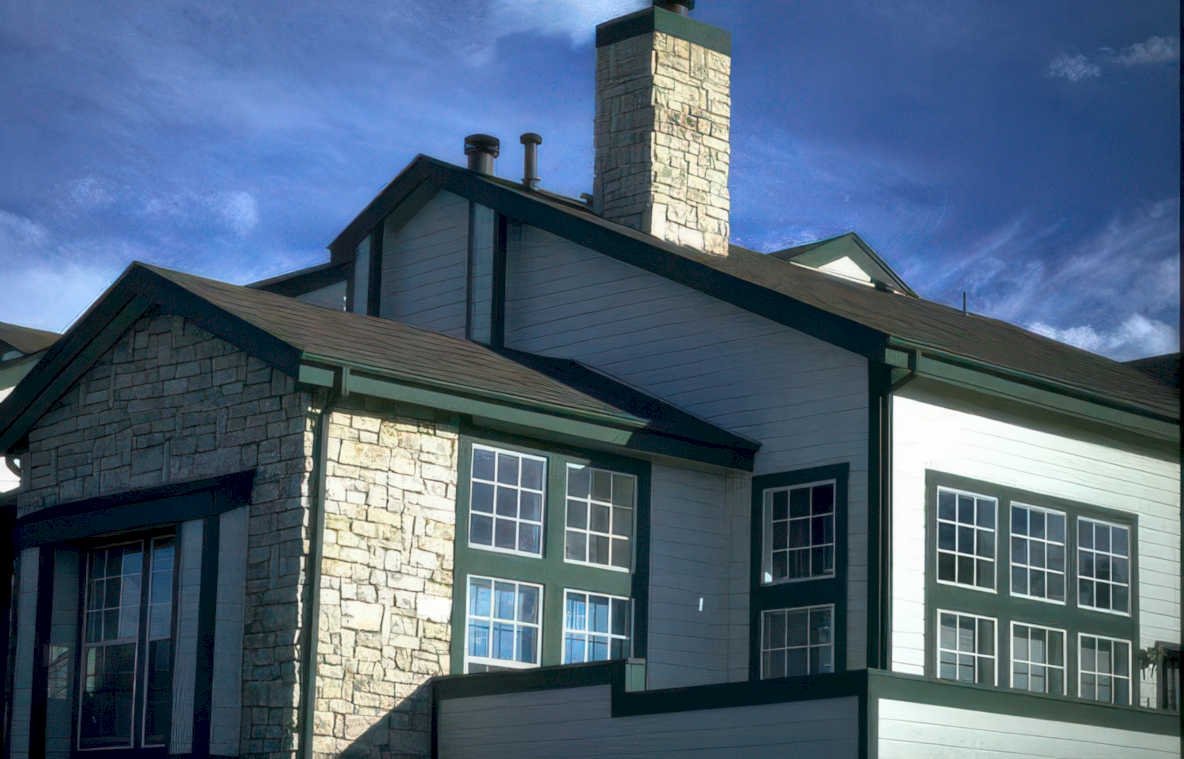 stone lodge building Vintage A4 Photo Print