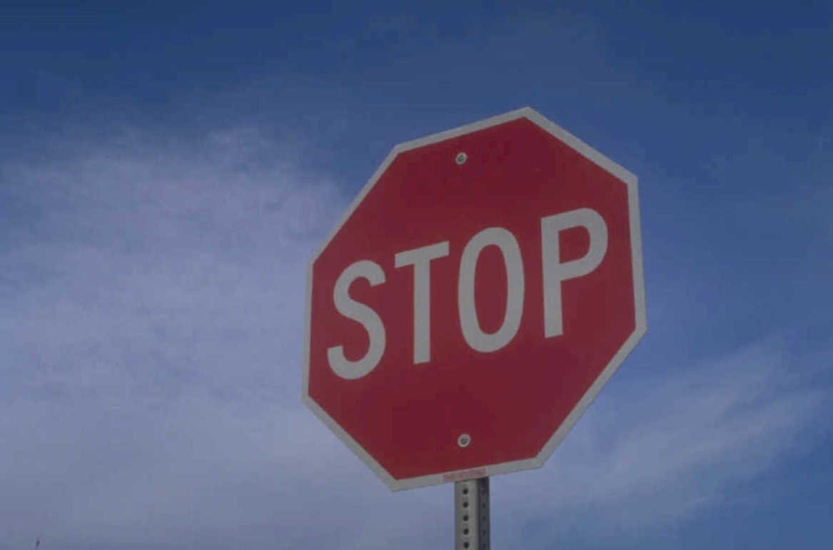 stop sign blue 1980s 1990s A4 Photo Print