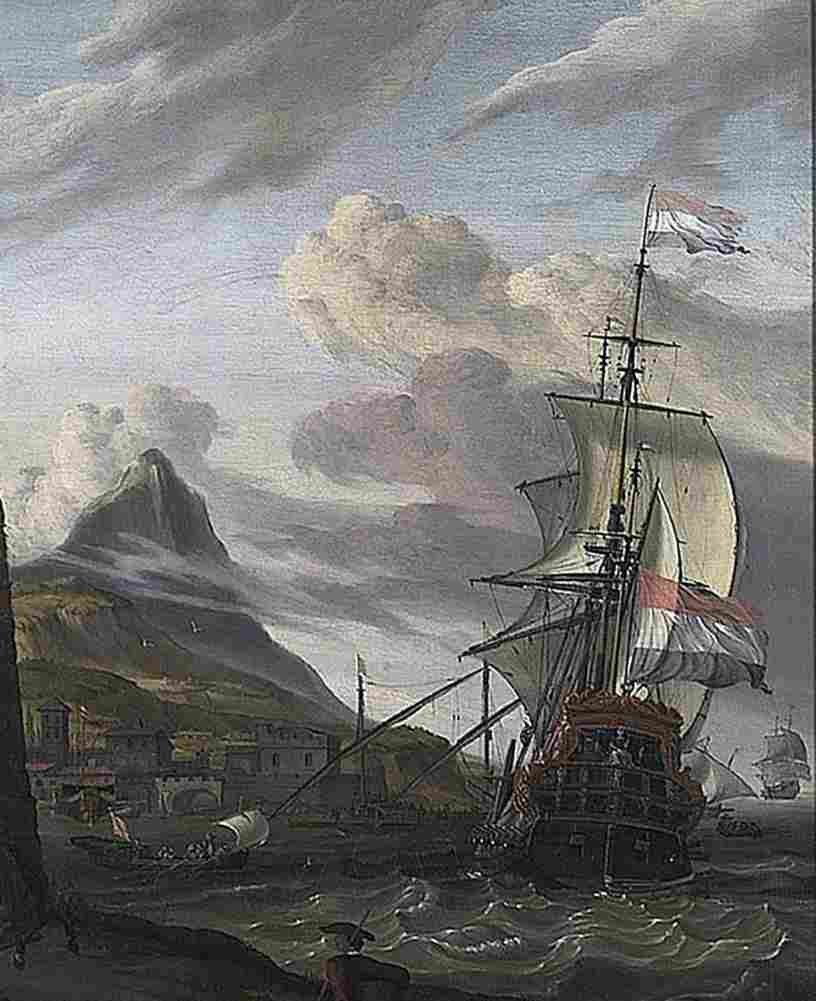 stor Dutch Ship Entering a Mediterranean Port Art A4 Photo Print