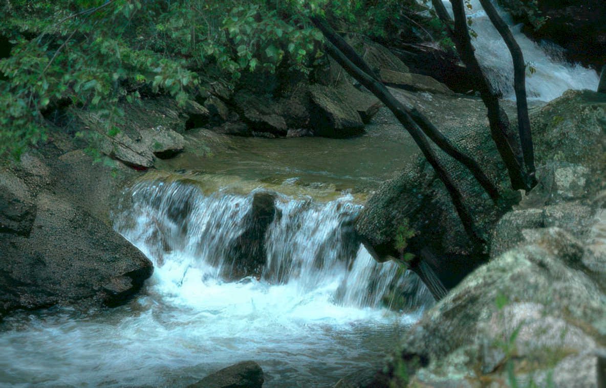 stream crossing waterfall Vintage A4 Photo Print